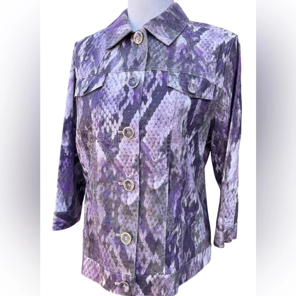 Chico's Purple Snakeskin Print Jacket